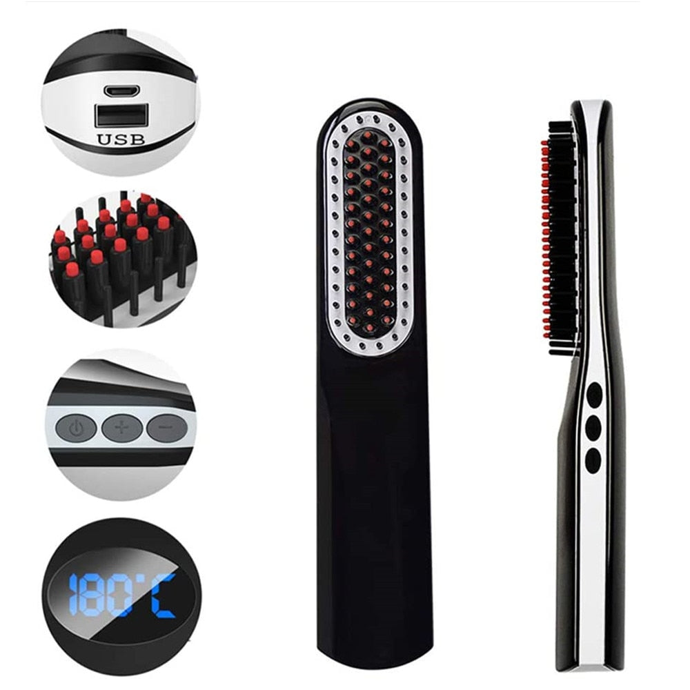 Mini Hair Comb Men's Quick Beard Brush Straightener