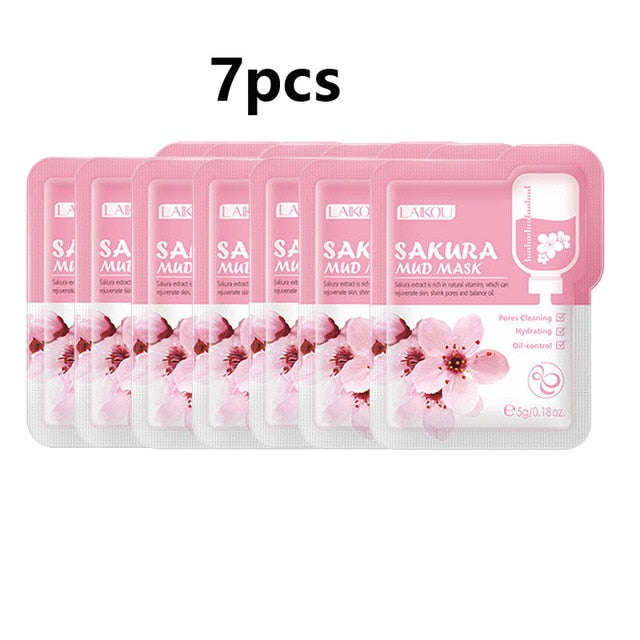 Sakura Mud Face Mask Anti Wrinkle - 7pcs