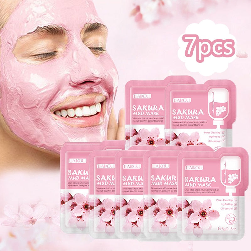 Sakura Mud Face Mask Anti Wrinkle - 7pcs